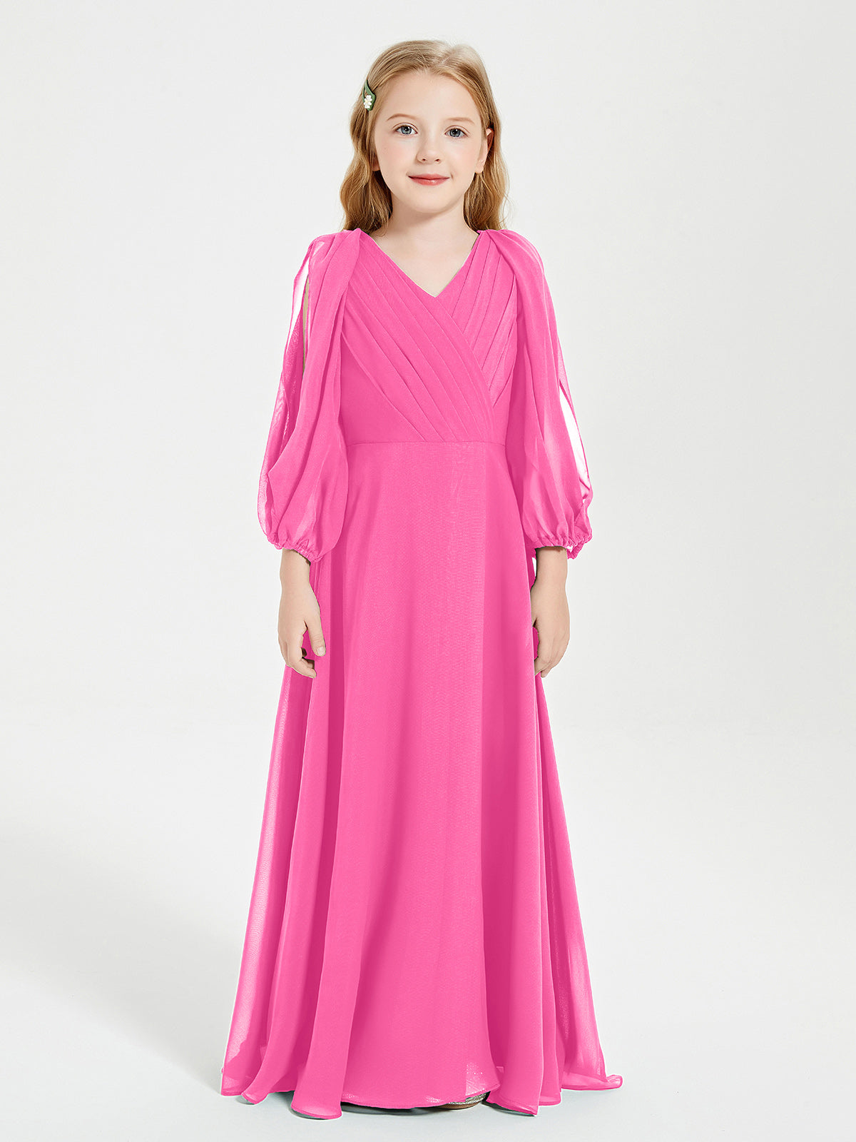 Modest Long Sleeved Junior Bridesmaid Gowns Azalea